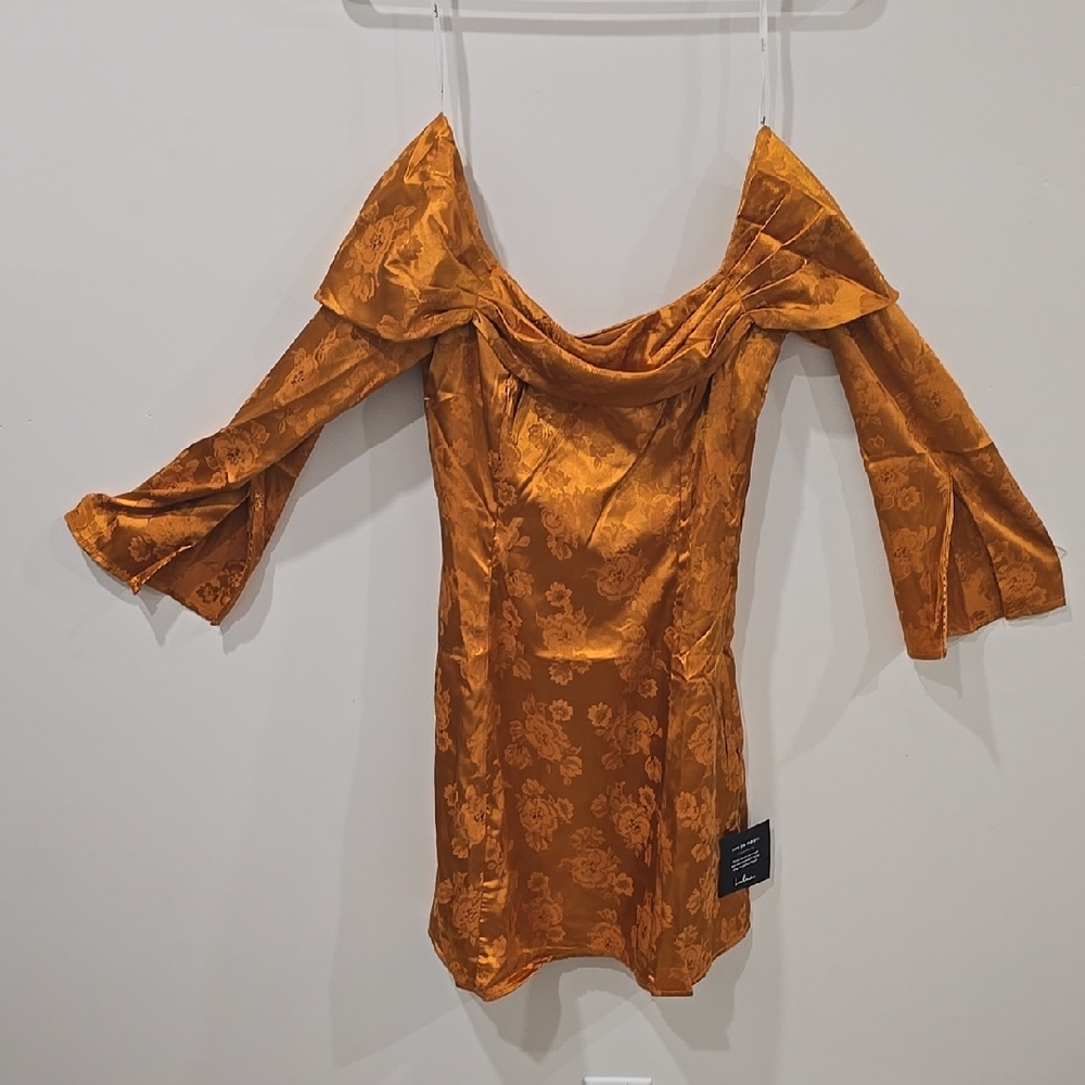 Elegant Orange Off-Shoulder Dress